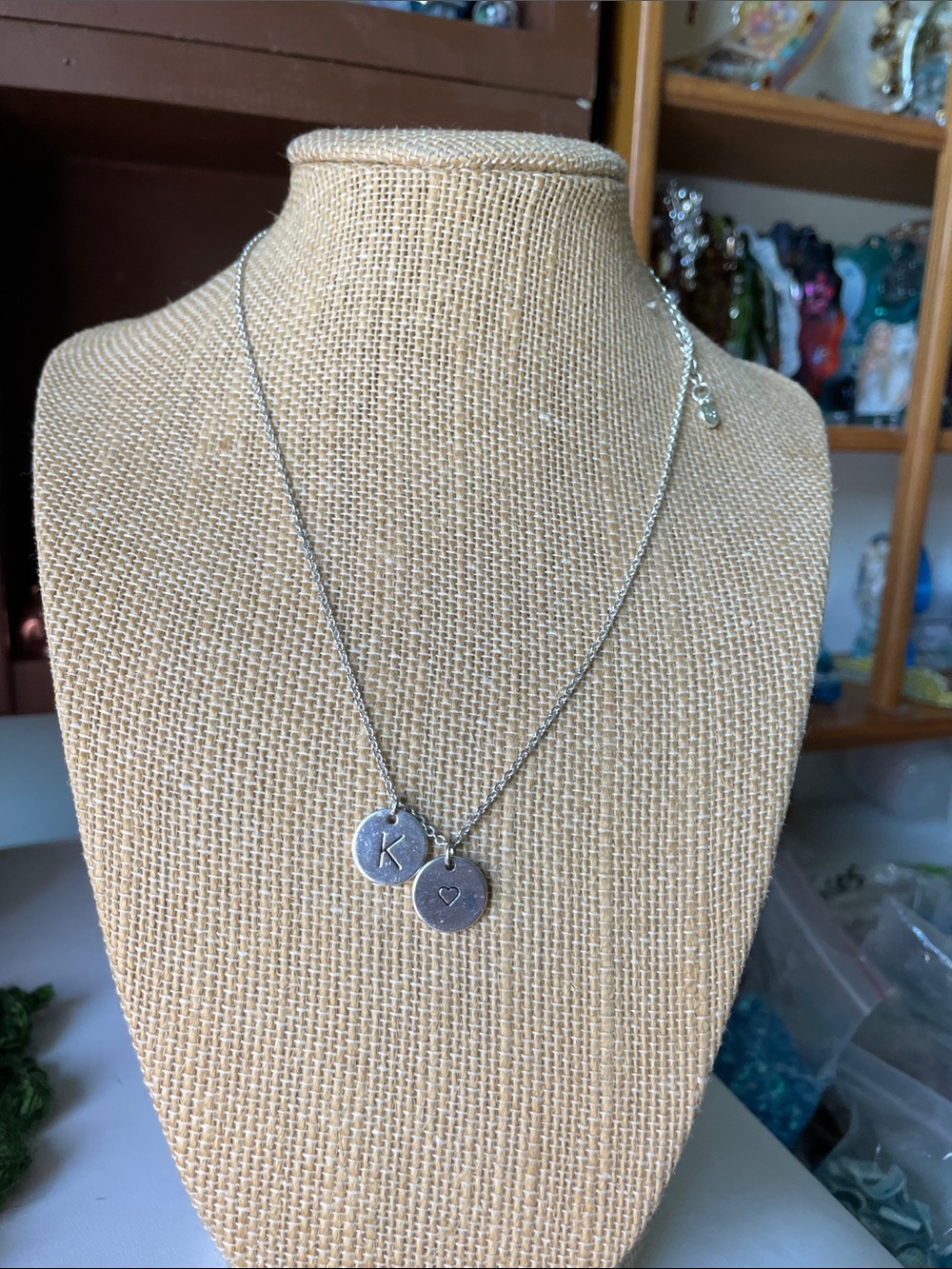 LC Lauren Conrad Silver-Tone Initial K & Heart Double Pendant Necklace